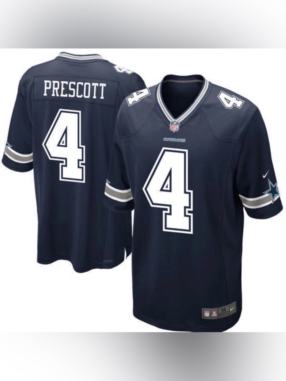 Nike Prescott #4 Navy and White Football Jersey